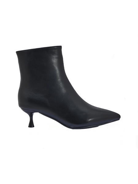 Leather kitten heel booties hotsell