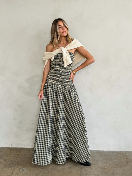 シェリエ　flocky check long shirt dress Taylor Plaid Maxi Dress – Stitch And Feather