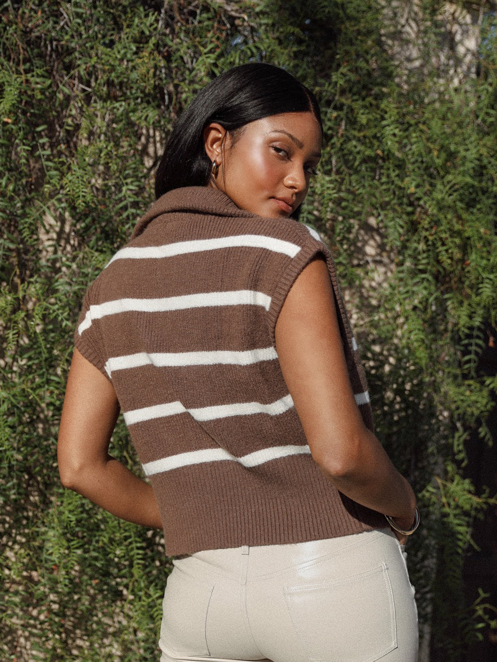 Chloe Stripe Knit Vest in Brown - Final Sale - Stitch And Feather