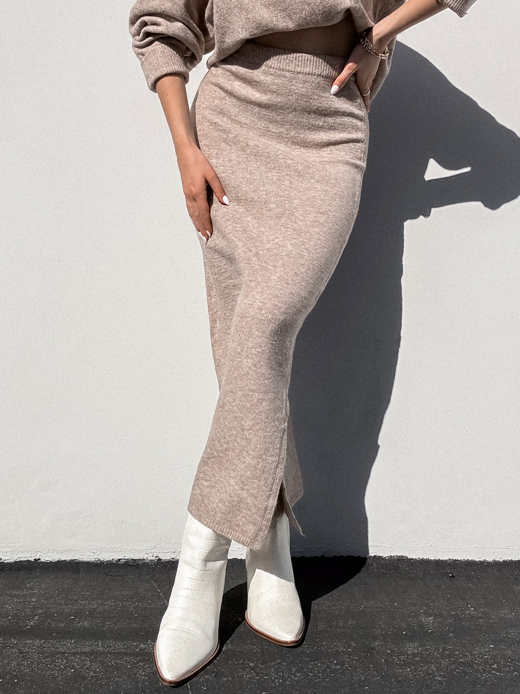 Dawson Knit Midi Skirt in Oat - Final Sale - Stitch And Feather