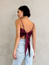 Merlot Satin Tie Top - Final Sale - Stitch And Feather