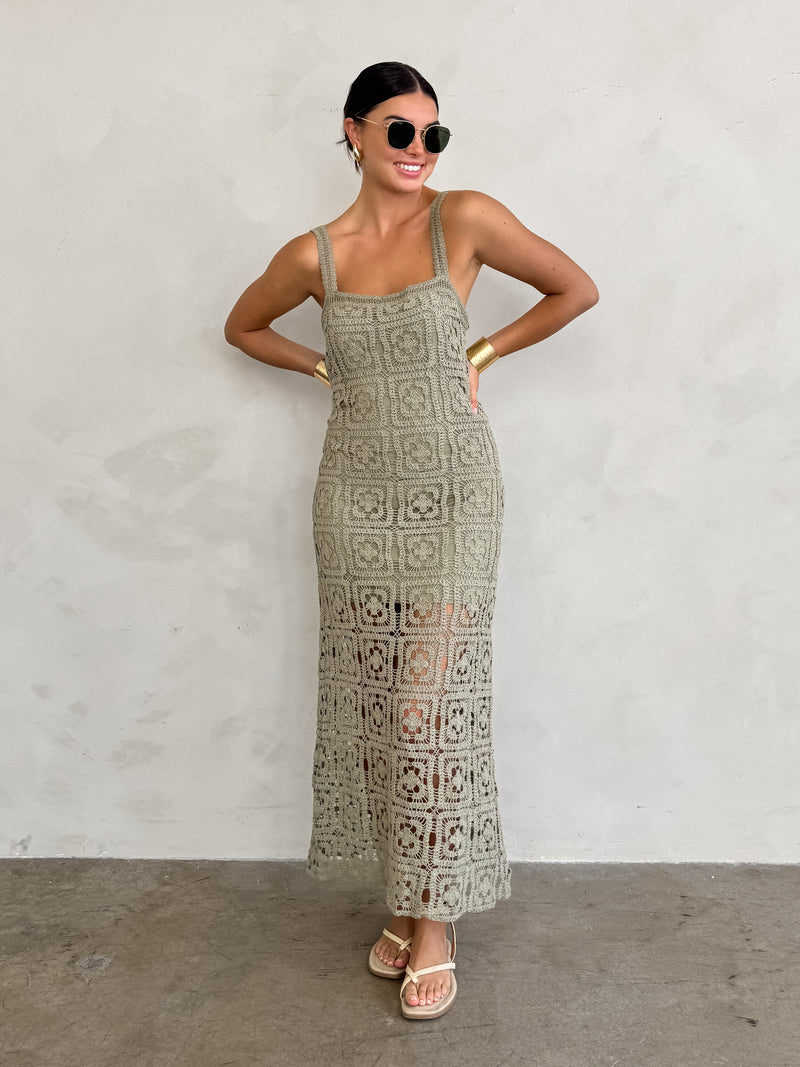 La Palma Crochet Maxi Dress