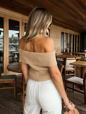 Claire Knit Top in Taupe - Stitch And Feather