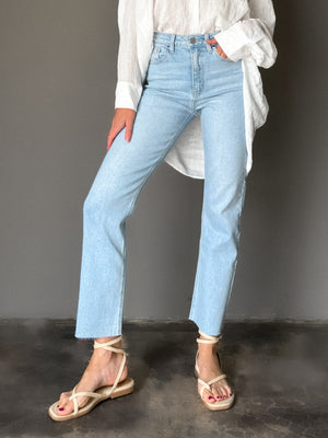 Carson Cut Off Crop Straight Jeans - Stitch And Feather