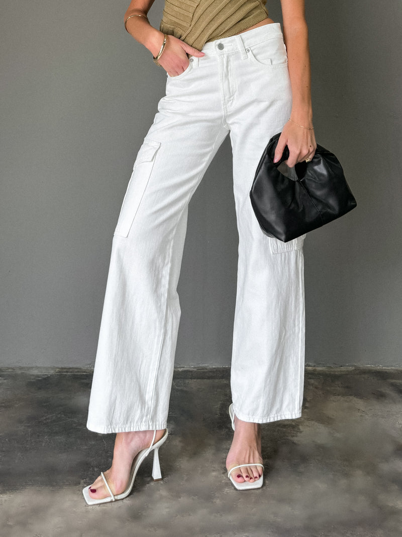 Let Loose Cargo Jeans in White