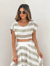 Noel Stripe Crop Top - Stitch And Feather