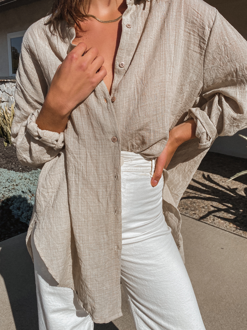 Anika Button Down in Toffee