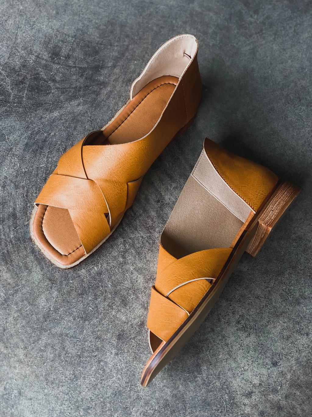 Anni Peep Toe Sandal in Mustard - Final Sale - Stitch And Feather