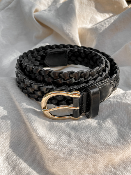 Classic Braided Belt in Black Stitch And Feather