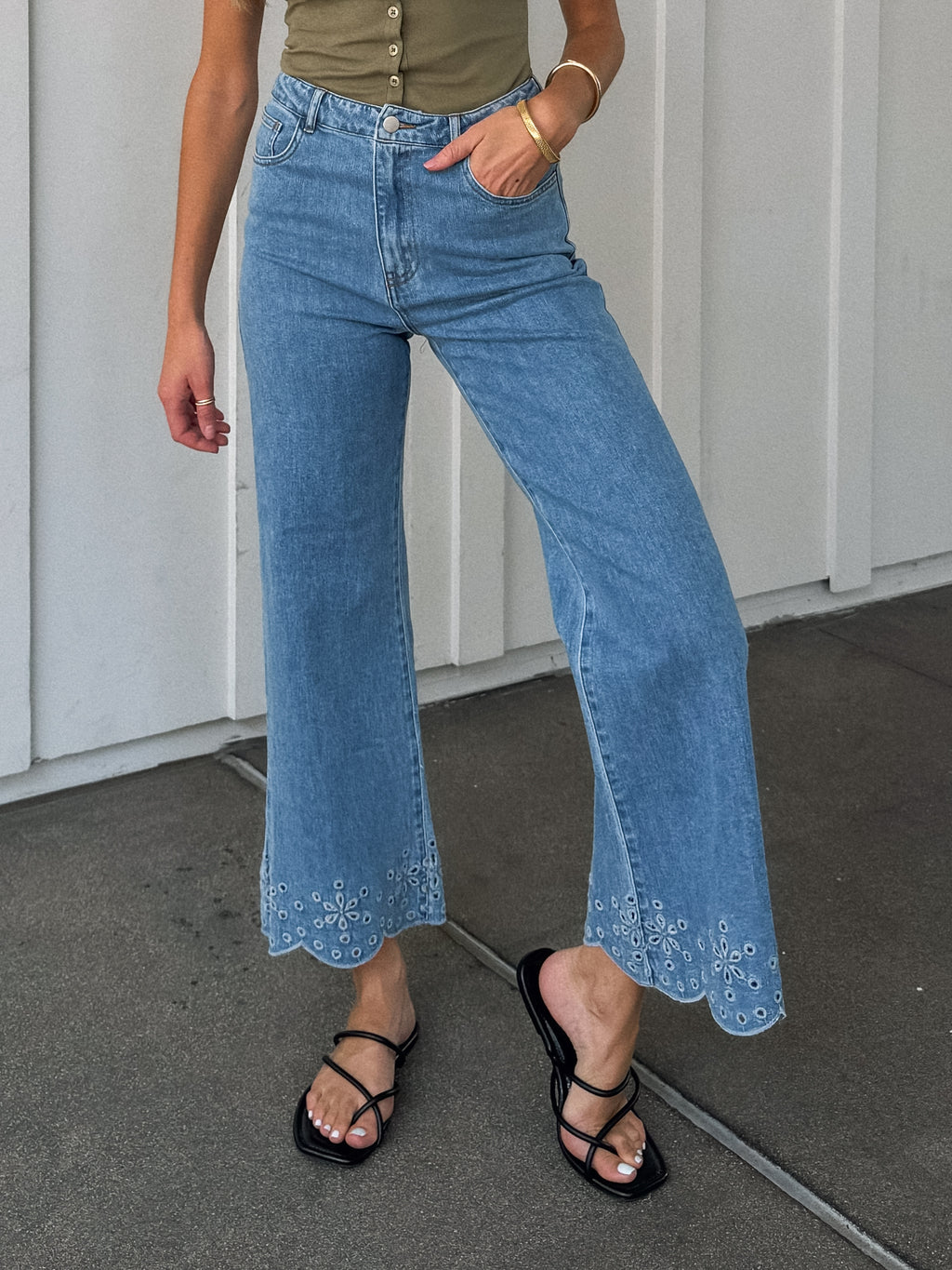 Marin Embroidered Flare Jeans - Stitch And Feather
