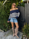 Stick With Me Oversized Sweater in Navy - Stitch And Feather