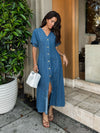 Harlow Denim Maxi Dress - Stitch And Feather