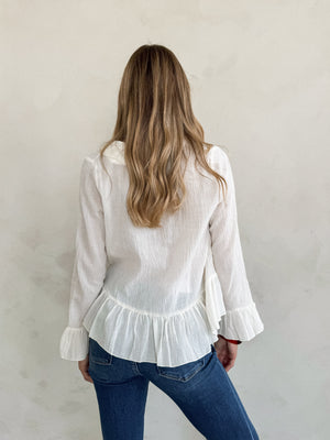 Bellamy Ruffle Tie Top in Cream