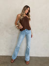 Deirdre Textured Halter Top in Mocha