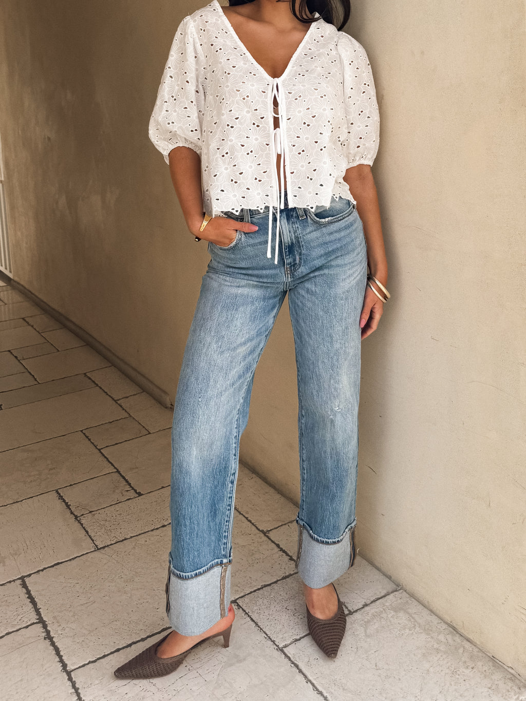 Rochelle Eyelet Blouse - Stitch And Feather