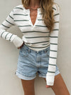 Henley Stripe Long Sleeve - Stitch And Feather