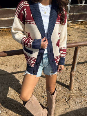 Carson Cowboy Print Cardigan - Stitch And Feather