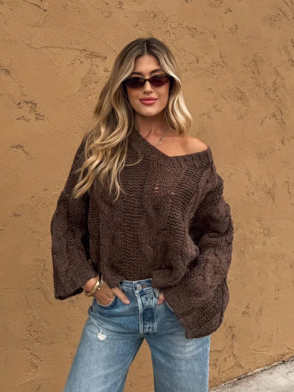 Chicago Cable Knit Sweater in Chestnut