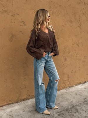 Chicago Cable Knit Sweater in Chestnut