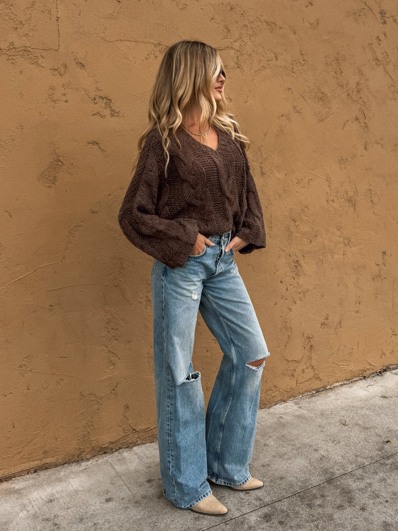 Chicago Cable Knit Sweater in Chestnut