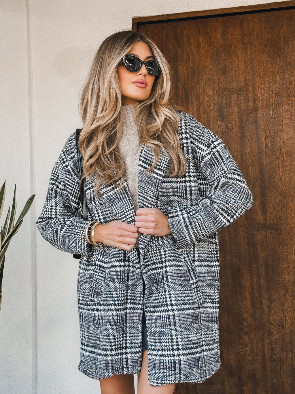 Top Model Plaid Coat - Stitch And Feather