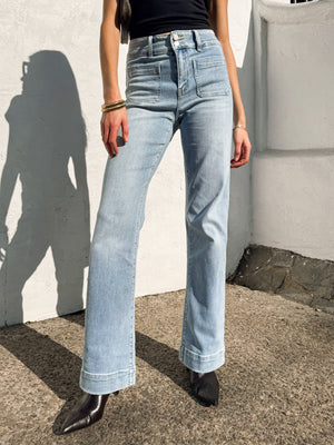 Catalina Flare Jeans in Light Wash - Stitch And Feather