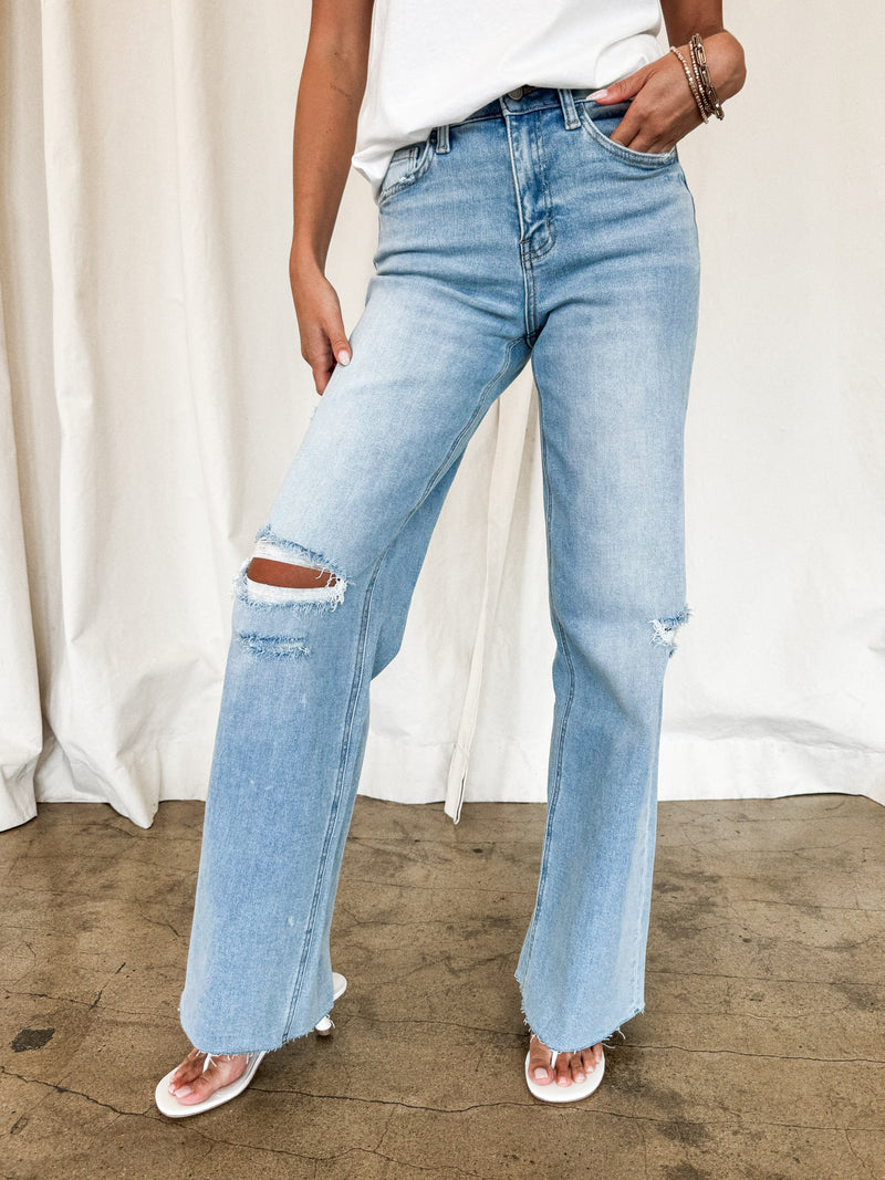 Pocket Dial Wide Leg Jeans - Stitch And Feather