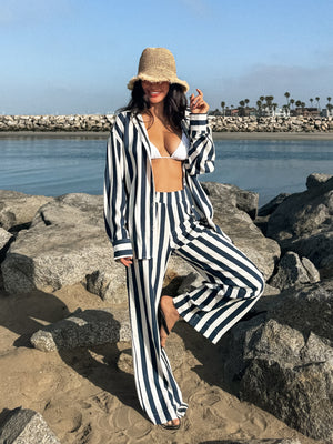 Lido Stripe Wide Leg Pants - Stitch And Feather