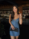 Sweetheart front tie mini dress- SM-D20961A, Denim - Stitch And Feather