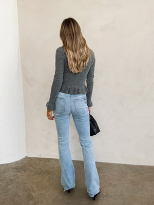 Alina Button Knit Top in Charcoal