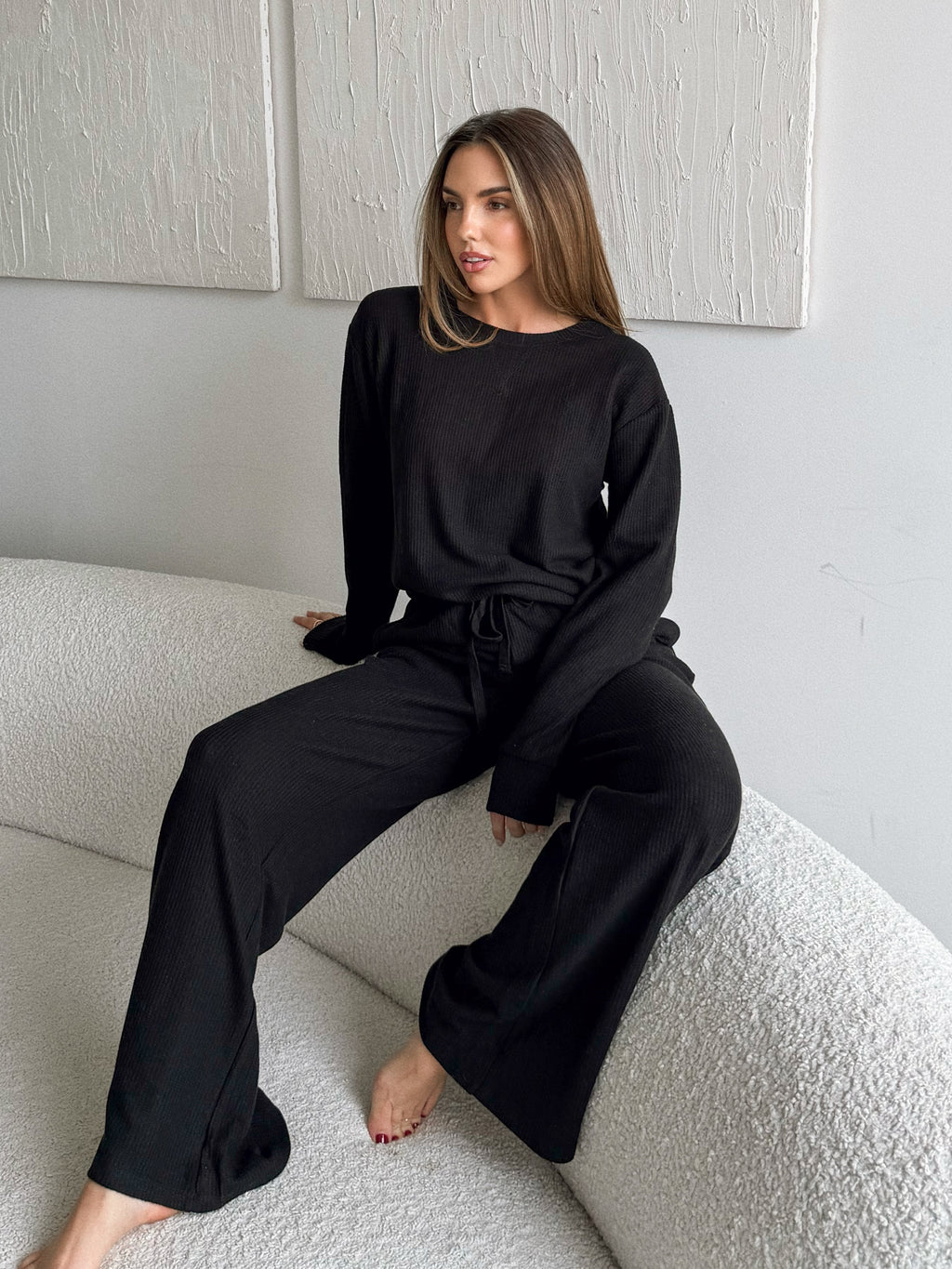 Sunday Morning Knit Sweatpants in Black