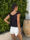Cleo Eyelet Top in Black