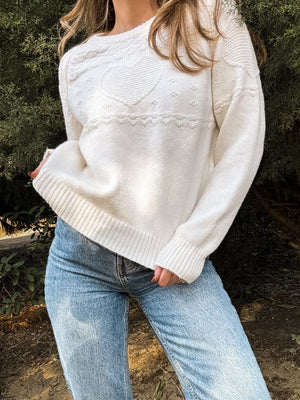 Frozen Heart Embroidered Sweater - Stitch And Feather