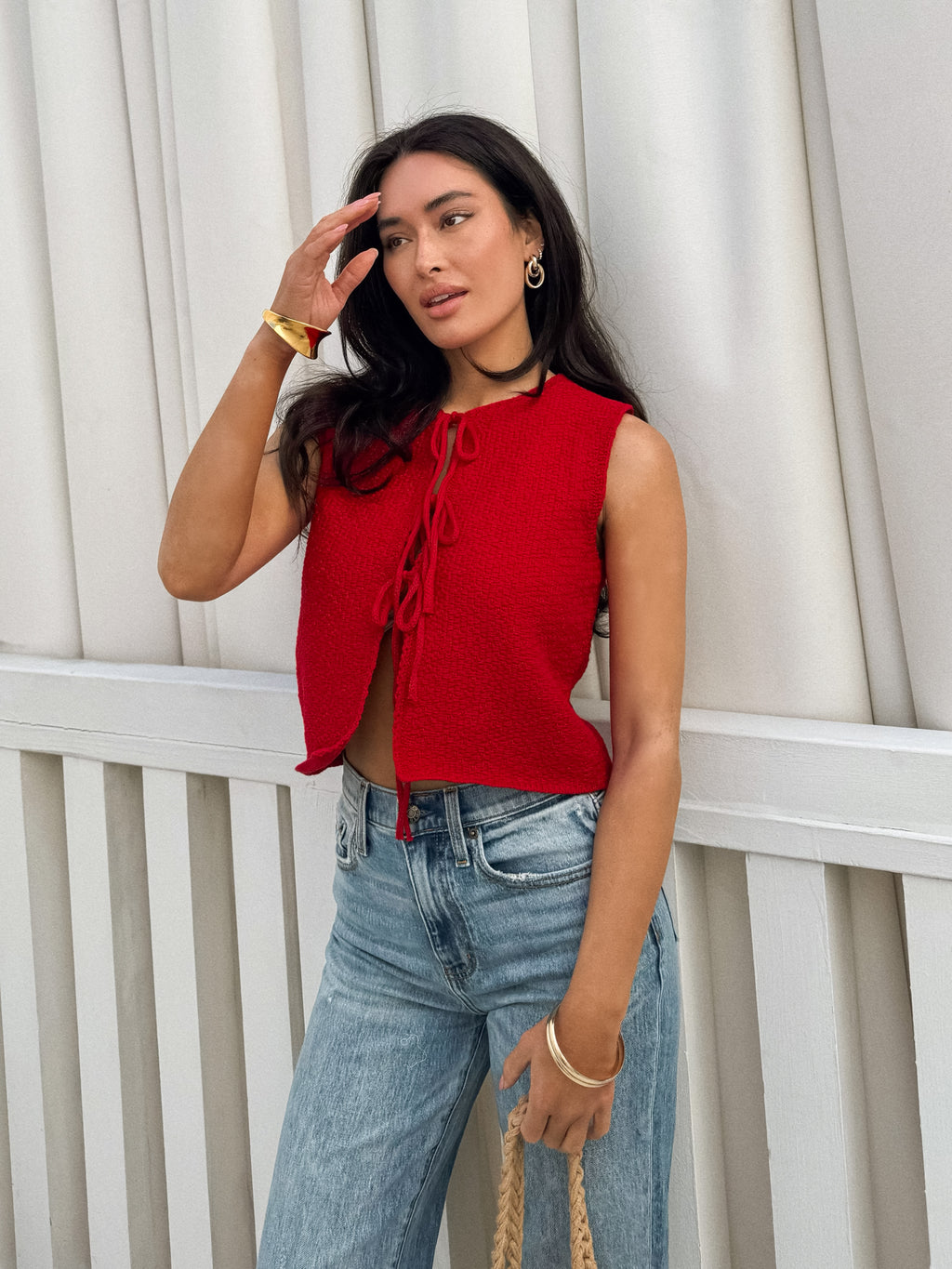 Cheri Tie Front Knit Top - Stitch And Feather