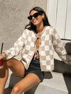 {Pre-Order} Checkmate Tie Front Sweater - Stitch And Feather