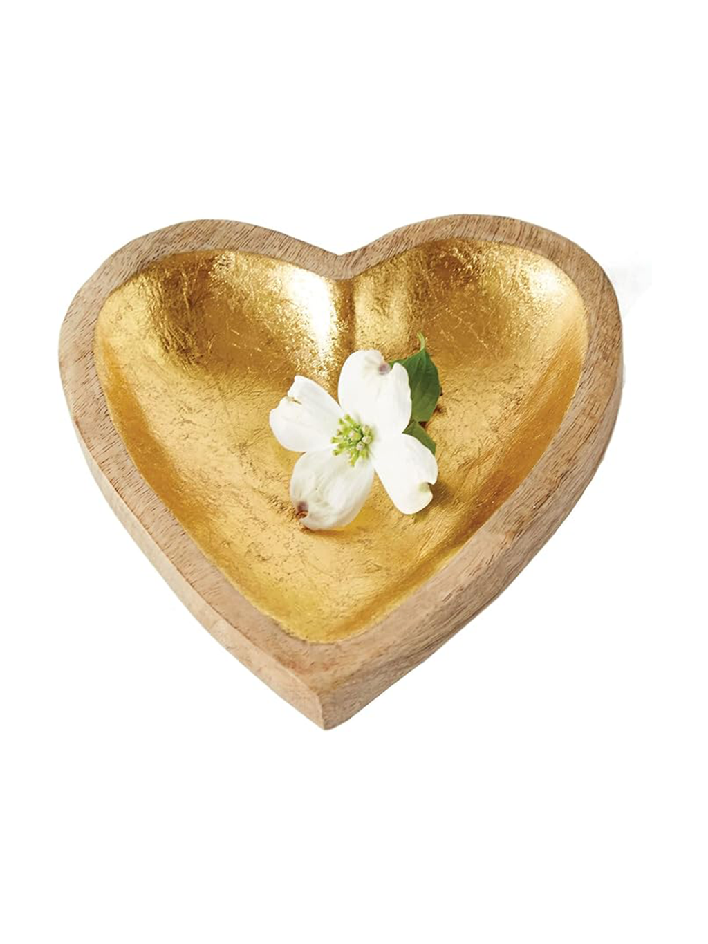 Crushed Gold Wood Heart Bowl - Stitch And Feather