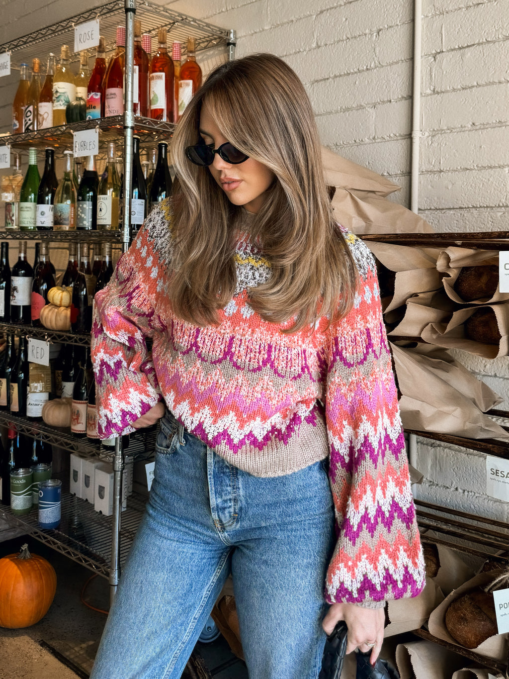 Navaro Knit Crop Sweater in Pink - Stitch And Feather