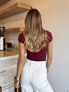 Davis Ribbed Bodysuit in Red