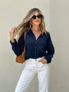 Laurie Button Knit Sweater in Navy - Stitch And Feather