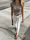 Heather Knit Button Top - Stitch And Feather