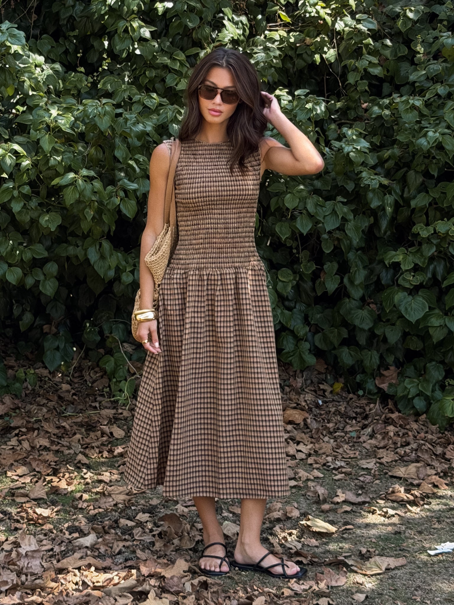 Lowena Gingham Smocked Dress