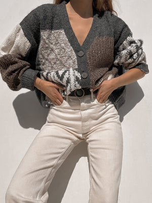 Muse Patchwork Knit Sweater - Stitch And Feather