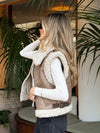 Truffle Faux Leather Shearling Vest - Stitch And Feather