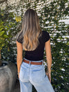 Davis Ribbed Bodysuit in Black