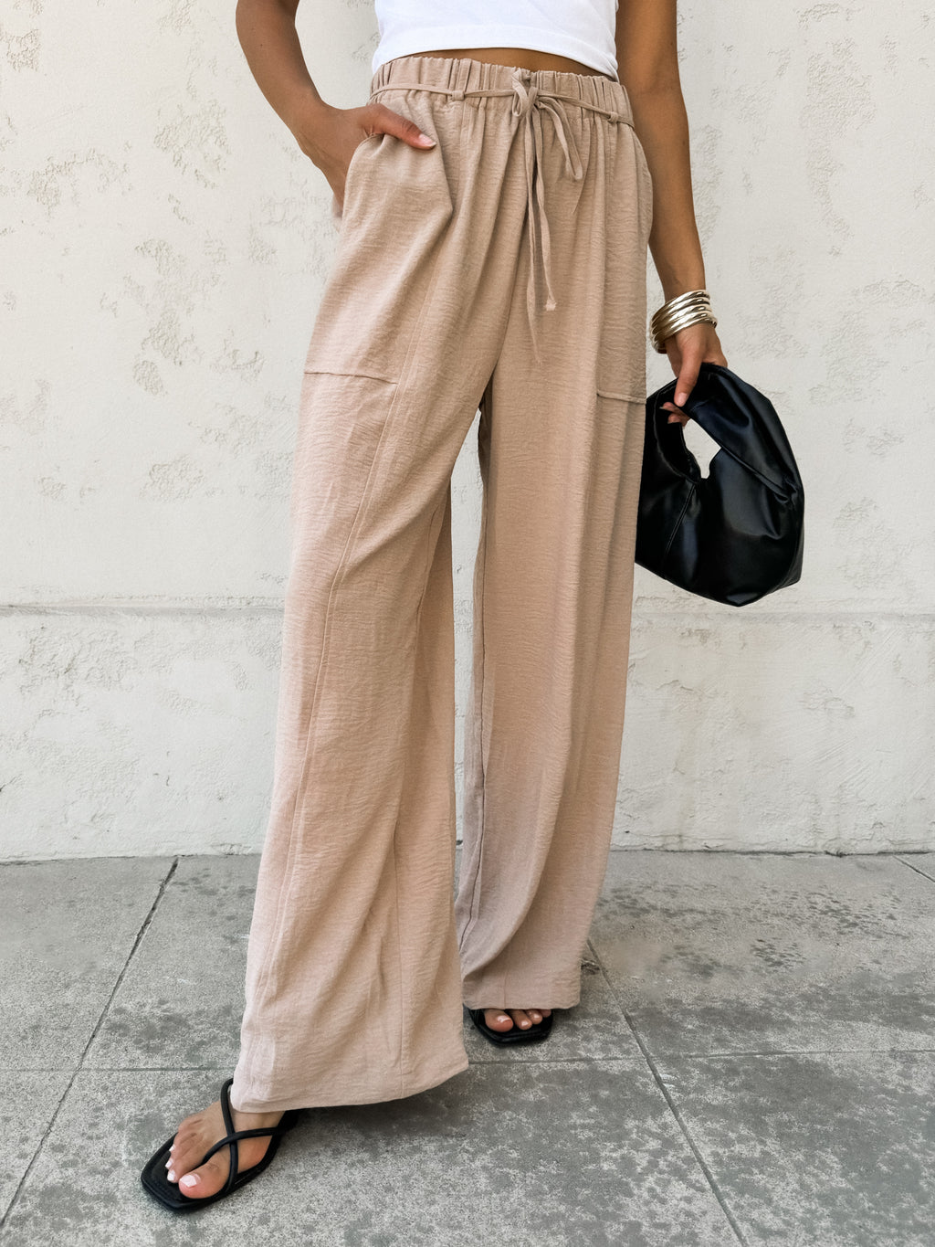 Marlena Flowy Pants in Taupe - Stitch And Feather