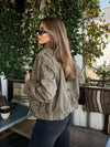 Indi Faux Suede Bomber Jacket in Olive - Stitch And Feather