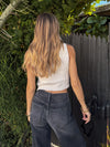 Mock neck cutout slvless sweater- IWT2098, Oatmeal - Stitch And Feather