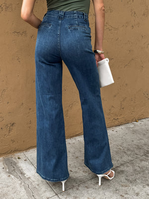 Scottie Patch Pocket Wide Leg Jeans in Dark