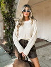 Vanilla Latte Crochet Knit Sweater - Stitch And Feather