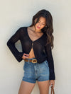 Isolde Crochet Knit Top in Black - Stitch And Feather
